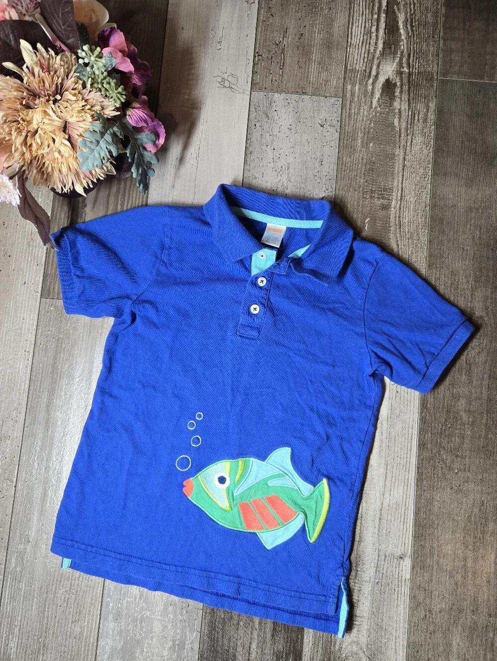 Gymboree Royal Blue Boys Polo with Fish Applique Size 6